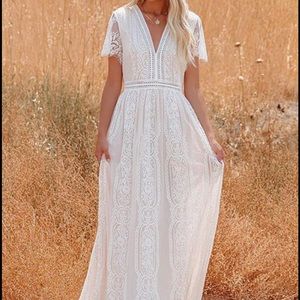 Hire lace eyelet maxi dress